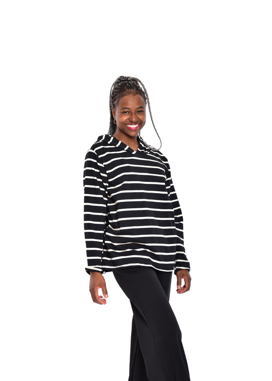 SUDADERA RAYAS CAPUCHA-NEGRA