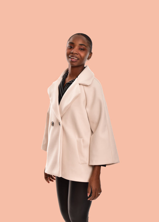 ABRIGO DE PAÑO CORTO-BEIGE