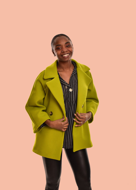 ABRIGO DE PAÑO CORTO-VERDE