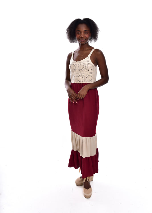 VESTIDO CROCHET-GRANATE