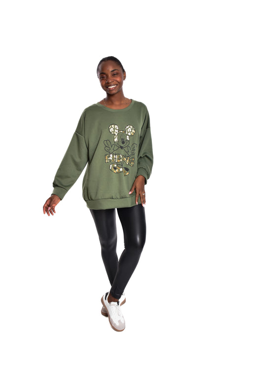 SUDADERA MICKEY HIDING-VERDE