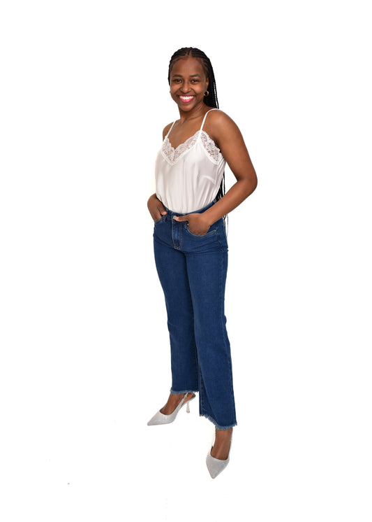 PANTALÓN VIVID DESFLECADO-AZUL