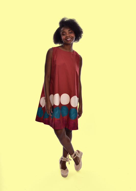 VESTIDO TOPOS-GRANATE