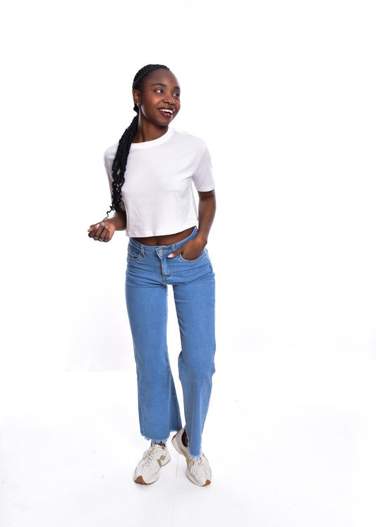 PANTALÓN VIVID DESFLECADO-AZUL CLARO