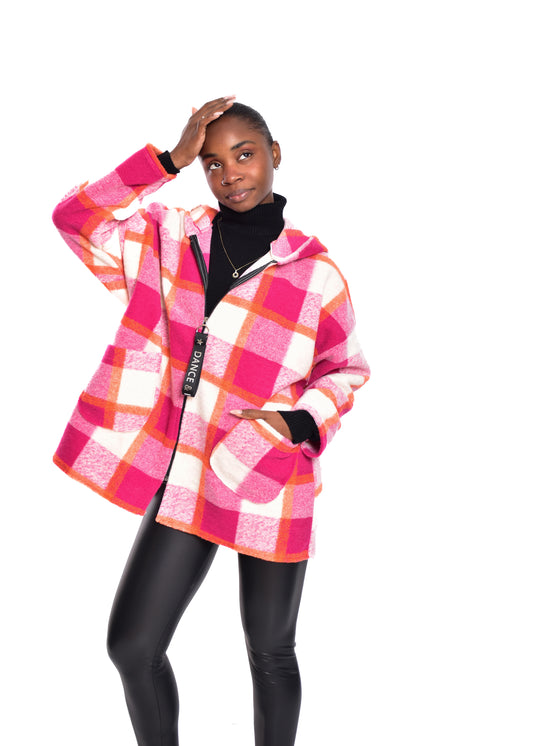 ABRIGO CUADROS-FUCSIA