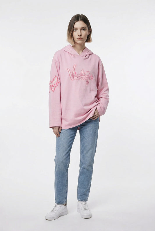 SUDADERA VINTAGE-ROSA