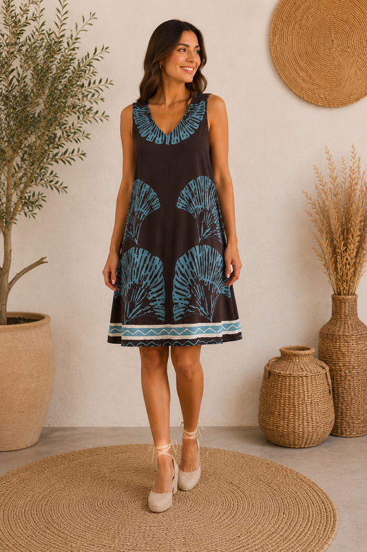 VESTIDO SEE-MARRÓN/AZUL