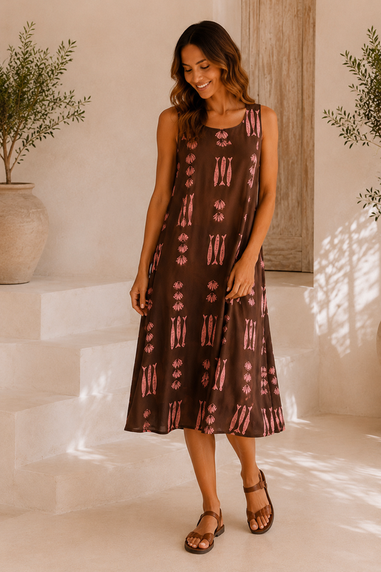 VESTIDO FISH CORTO-MARRÓN