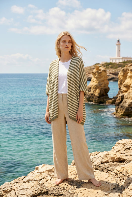 CHAQUETA CALADA FRANJAS-VERDE