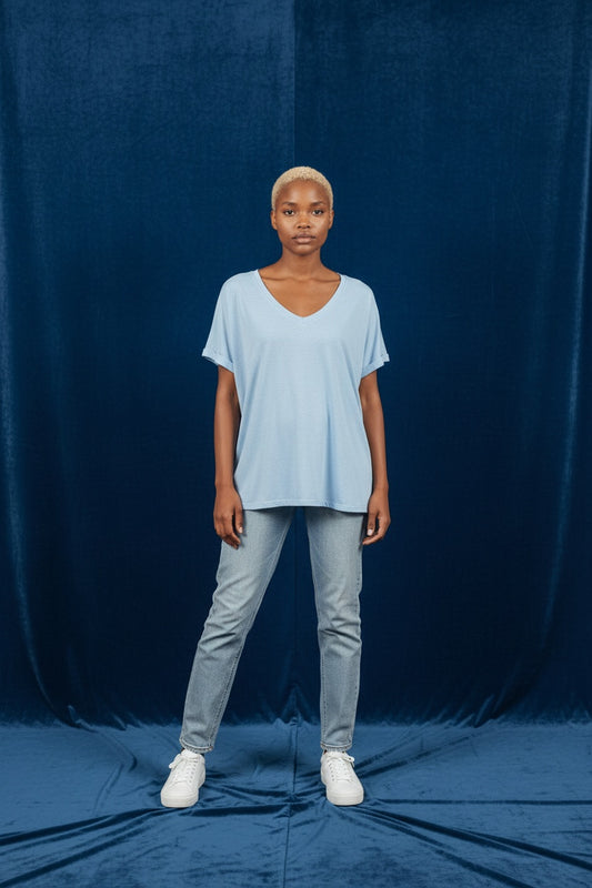 CAMISETA 100% ALGODÓN SMILE-AZUL