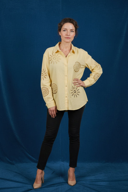 CAMISA TROQUELA AMARILLA