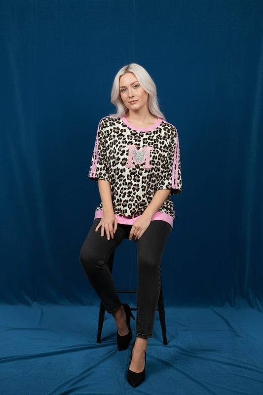 SUDADERA ANIMAL PRINT M- ROSA