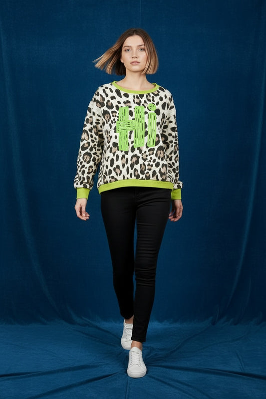 SUDADERA ANIMAL PRINT- VERDE
