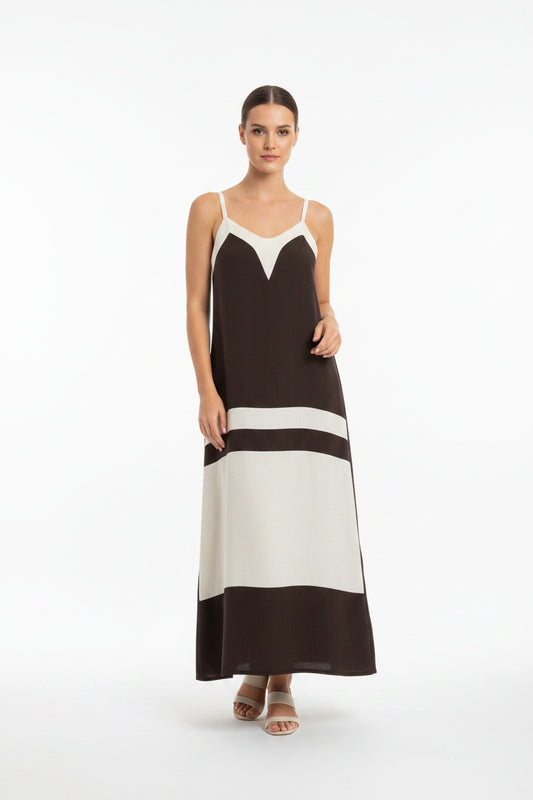 VESTIDO V-MARRÓN