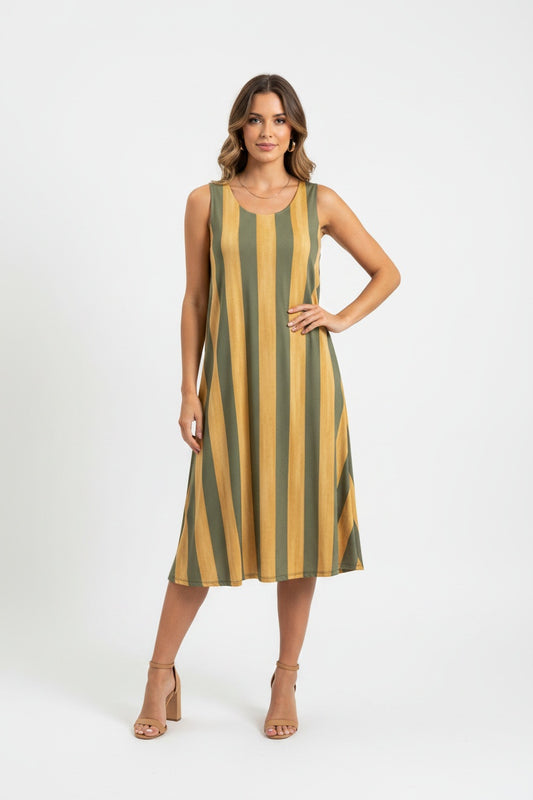 VESTIDO FLUÍDO RAYAS-VERDE