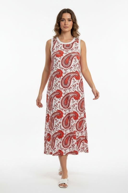 VESTIDO PAISLEY-ROJO