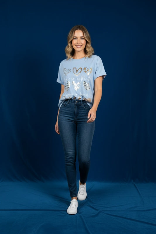 CAMISETA CORAZONES-AZUL