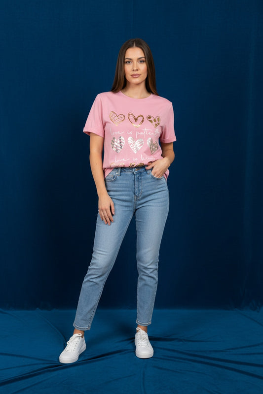 CAMISETA CORAZONES-ROSA