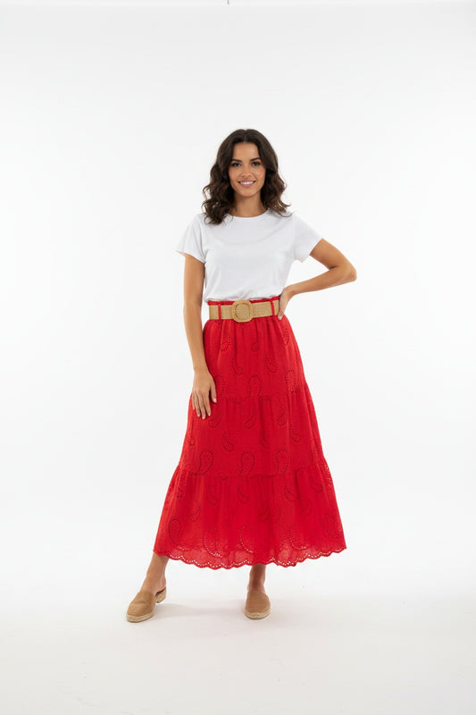 FALDA TROQUELADA-ROJA
