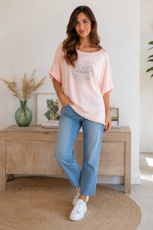 CAMISETA FR LOVE-ROSA