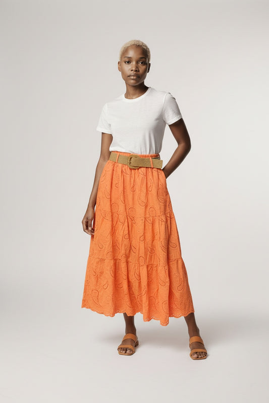 FALDA TROQUELADA-NARANJA
