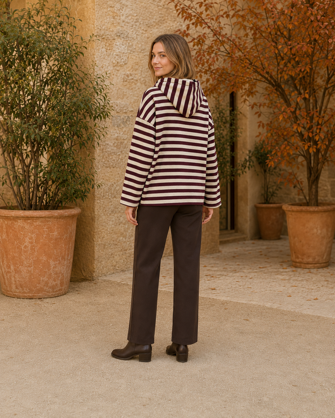 SUDADERA ALGODÓN MARINERA-GRANATE