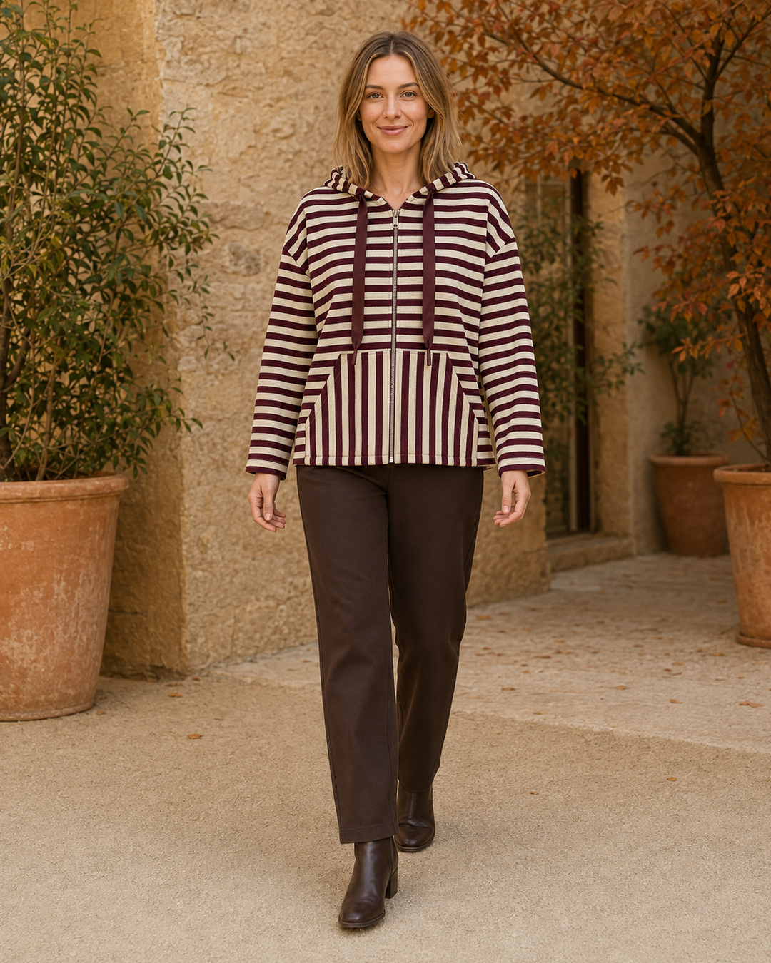 SUDADERA ALGODÓN MARINERA-GRANATE