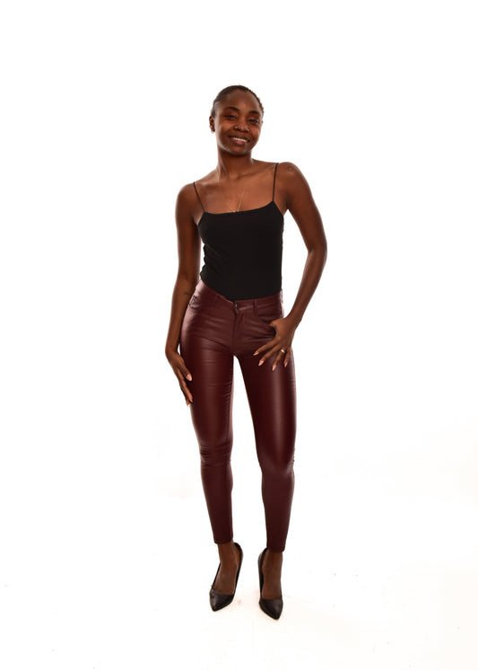 PANTALÓN ENCERADO- GRANATE