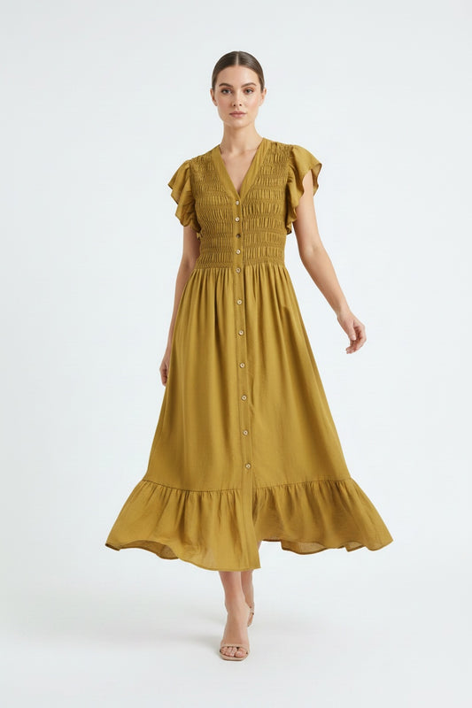 VESTIDO RAYAS NID BOTONES-VERDOSO