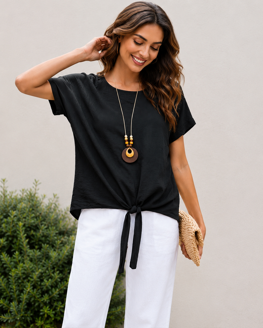 BLUSA ANUDADA-NEGRA