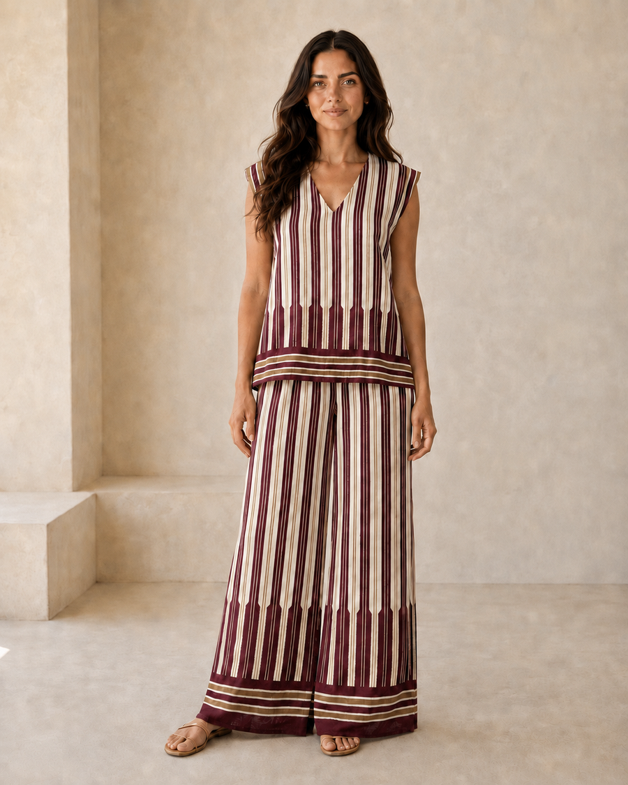 CONJUNTO RAYAS-GRANATE