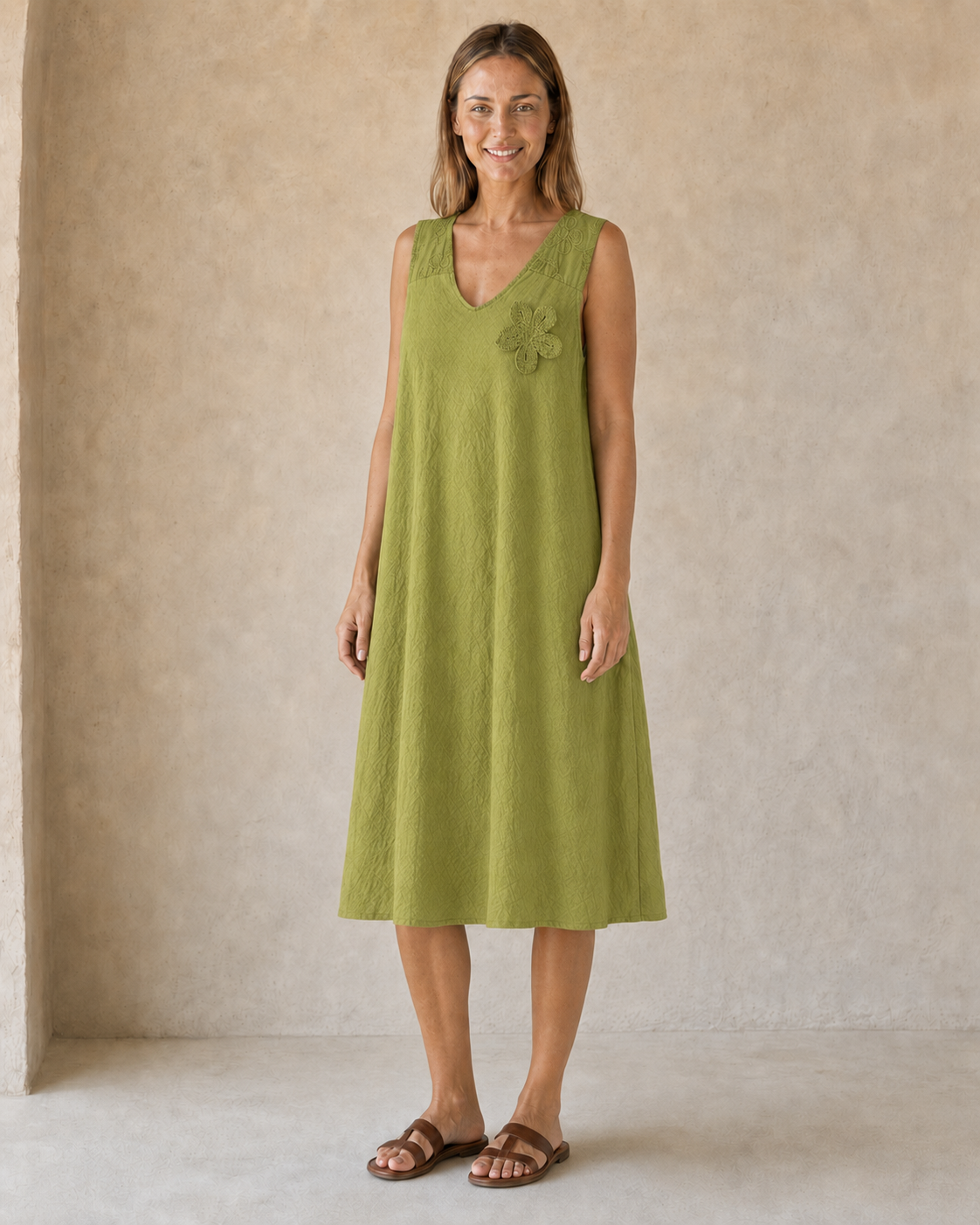 VESTIDO FLOR-VERDE