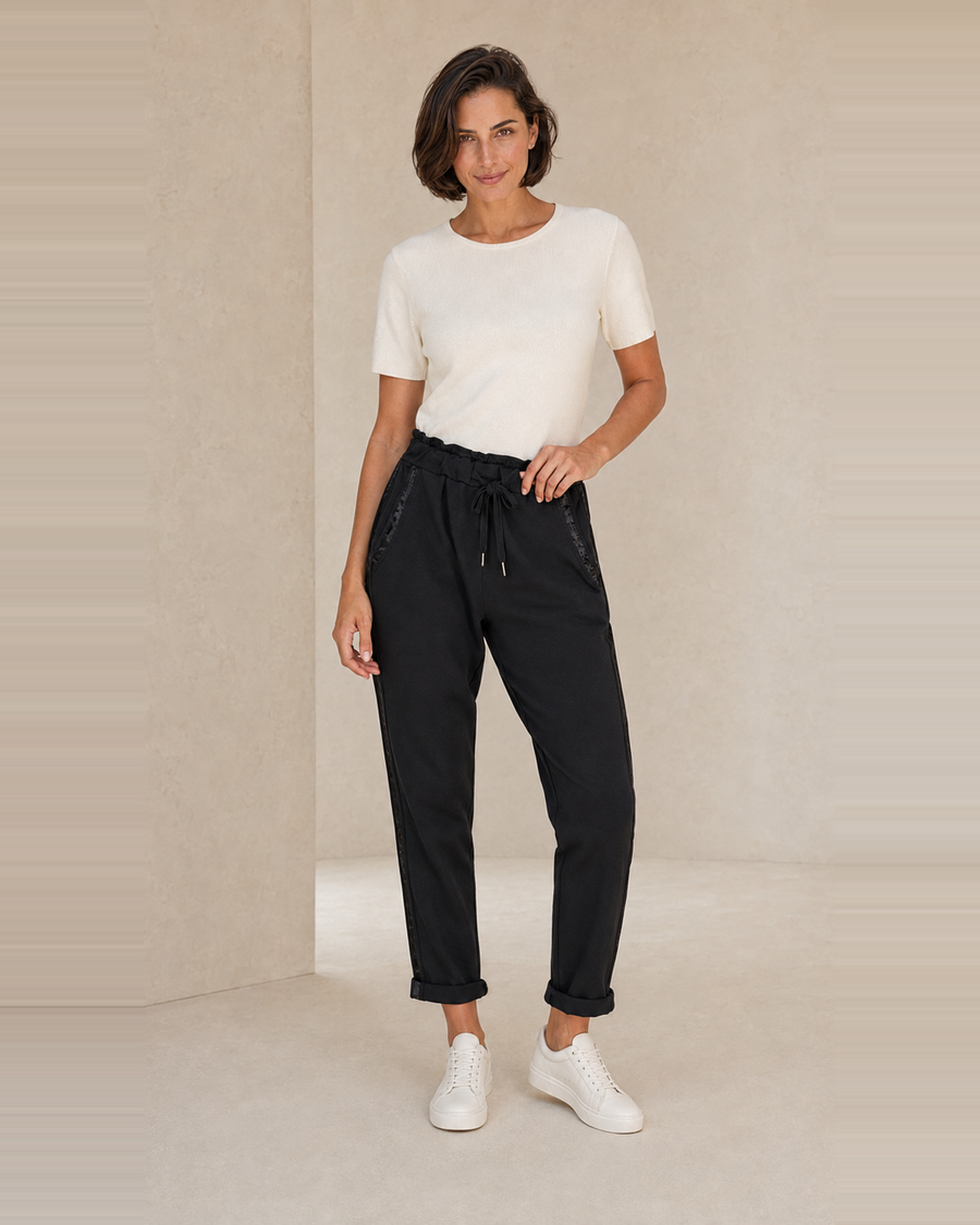 PANTALÓN ALGODÓN BANDA-NEGRO
