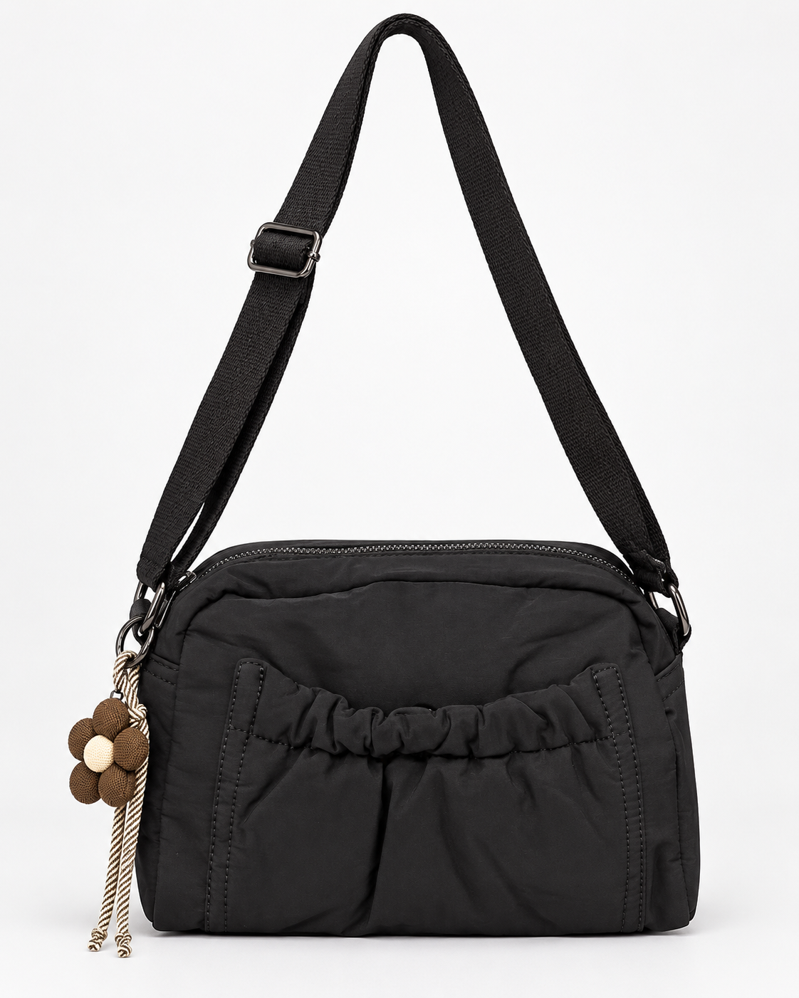 BOLSO BANDOLERA FLOWER- NEGRO