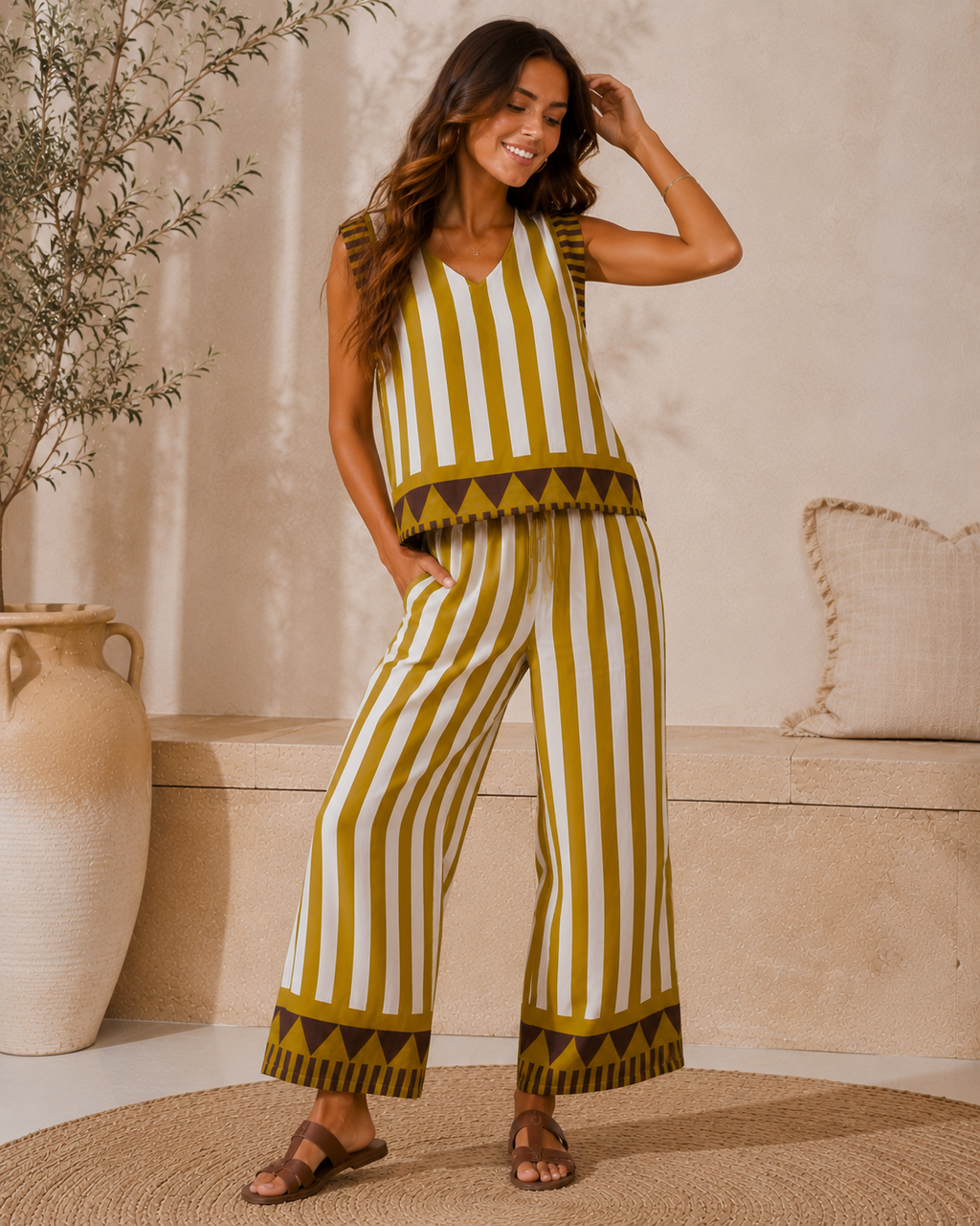 CONJUNTO RAYAS-MOSTAZA