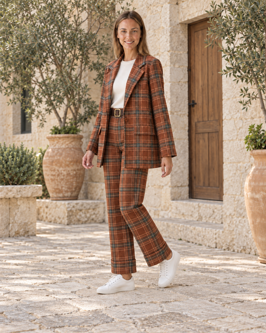 BLAZER CUADROS-TEJA