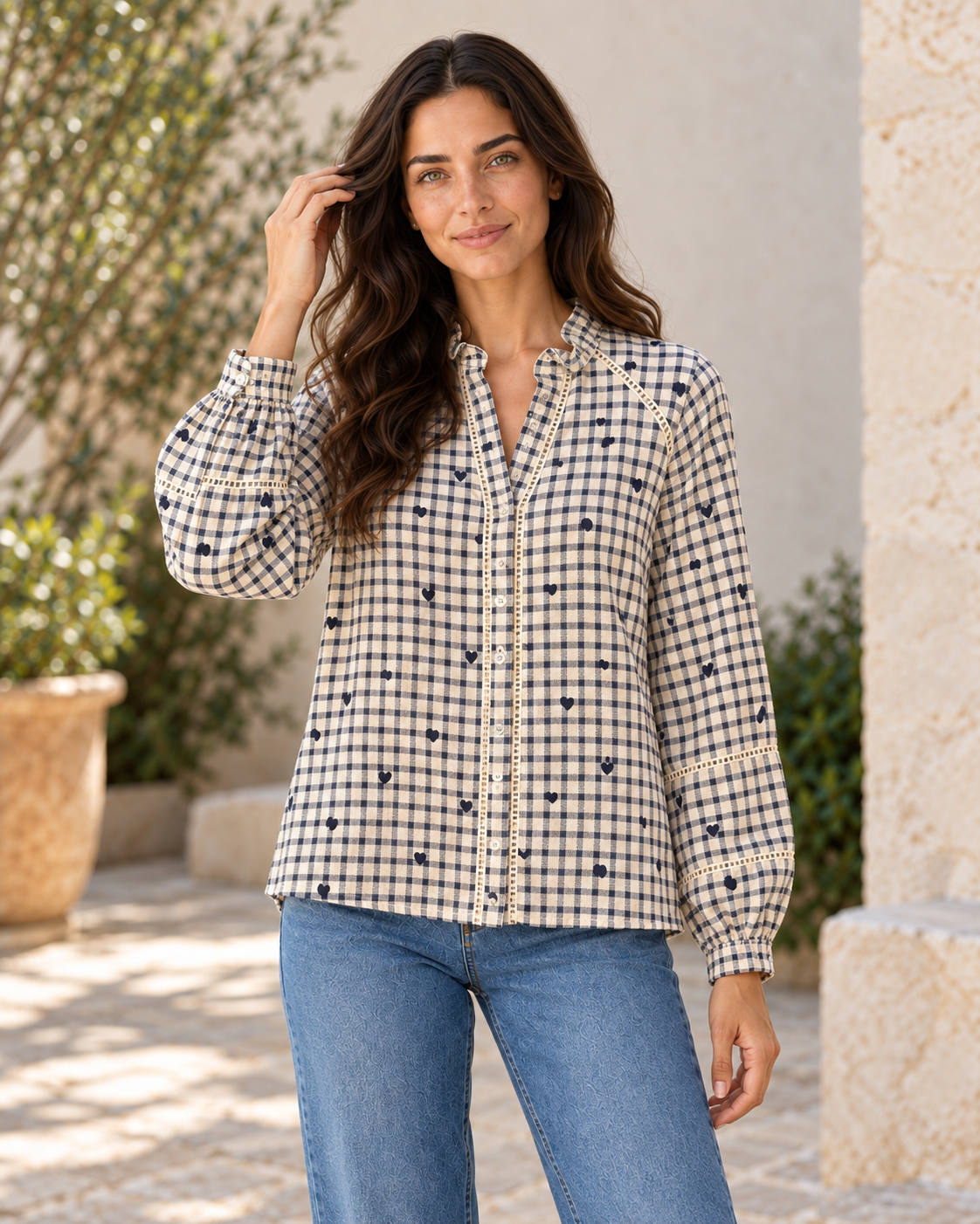 CAMISA CUADROS LOVE-AZUL