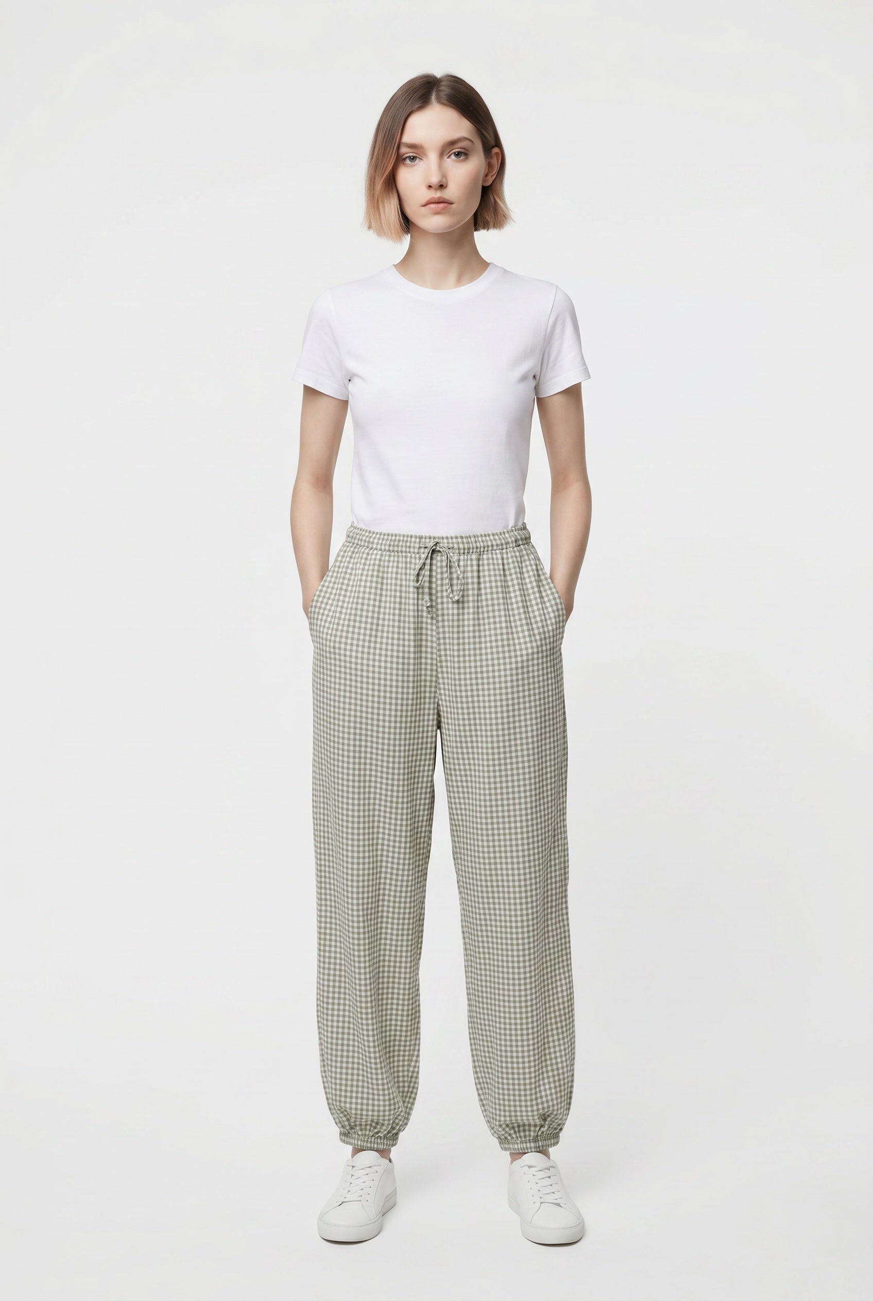 PANTALÓN CUADRO VICHY BOMBACHO-VERDE