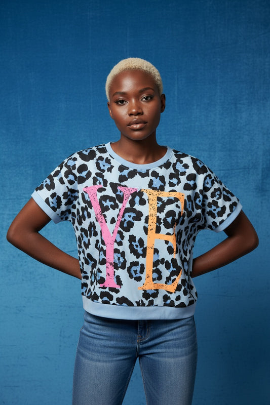 CAMISETA ANIMAL PRINT-AZUL