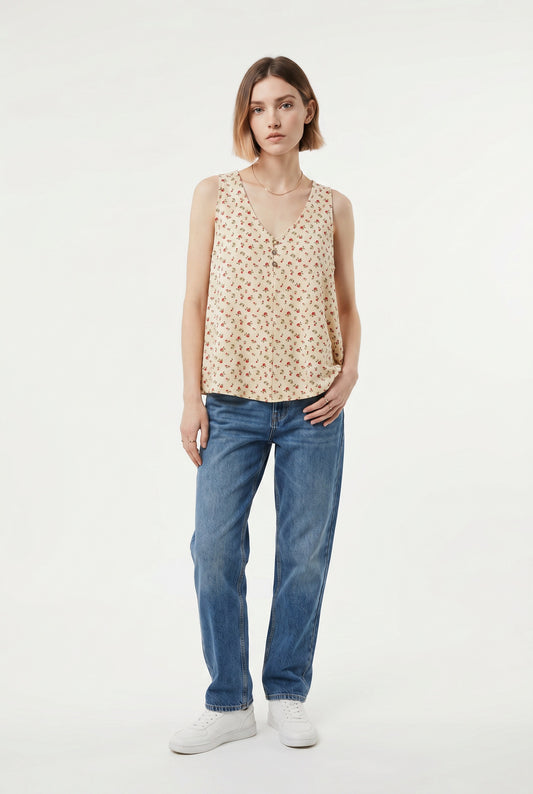 BLUSA FLORAL-BLANCA
