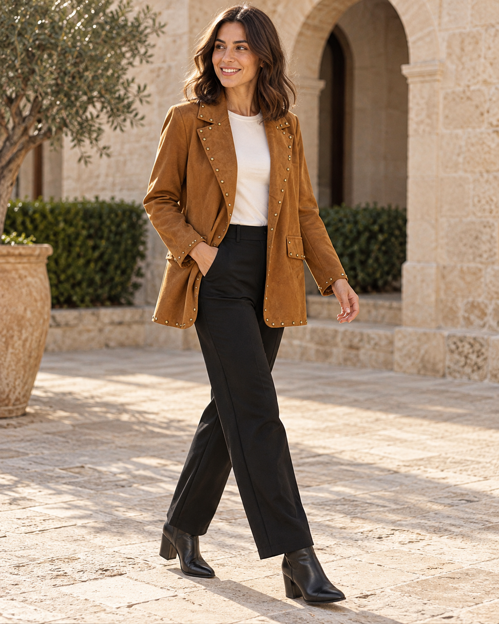 BLAZER ANTELINA TACHUELAS- CAMEL