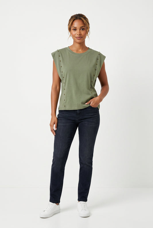 CAMISETA TACHUELAS PIC-KHAKI