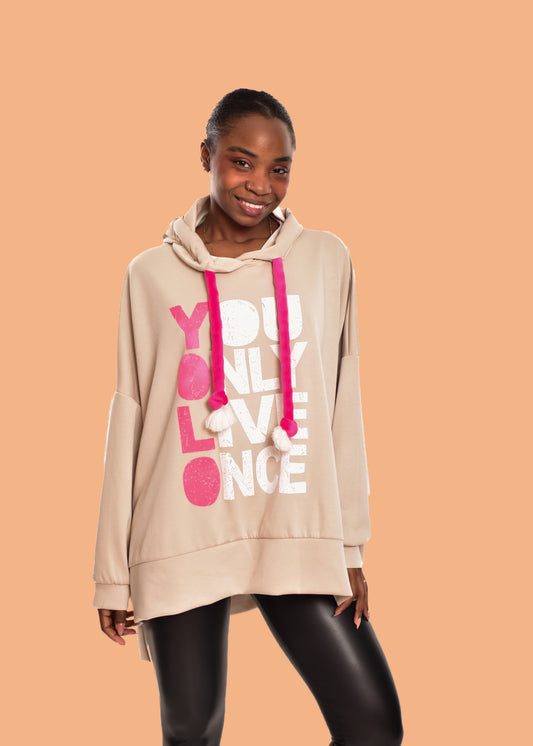 SUDADERA YOU ONLY-BEIGE