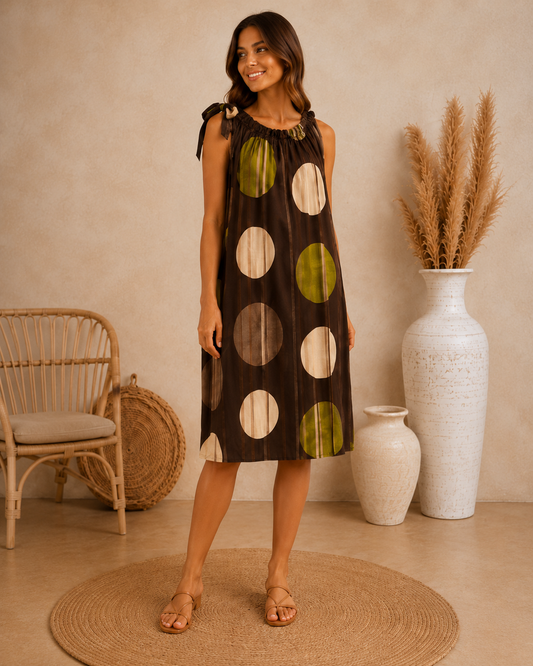VESTIDO TOPOS-MARRÓN
