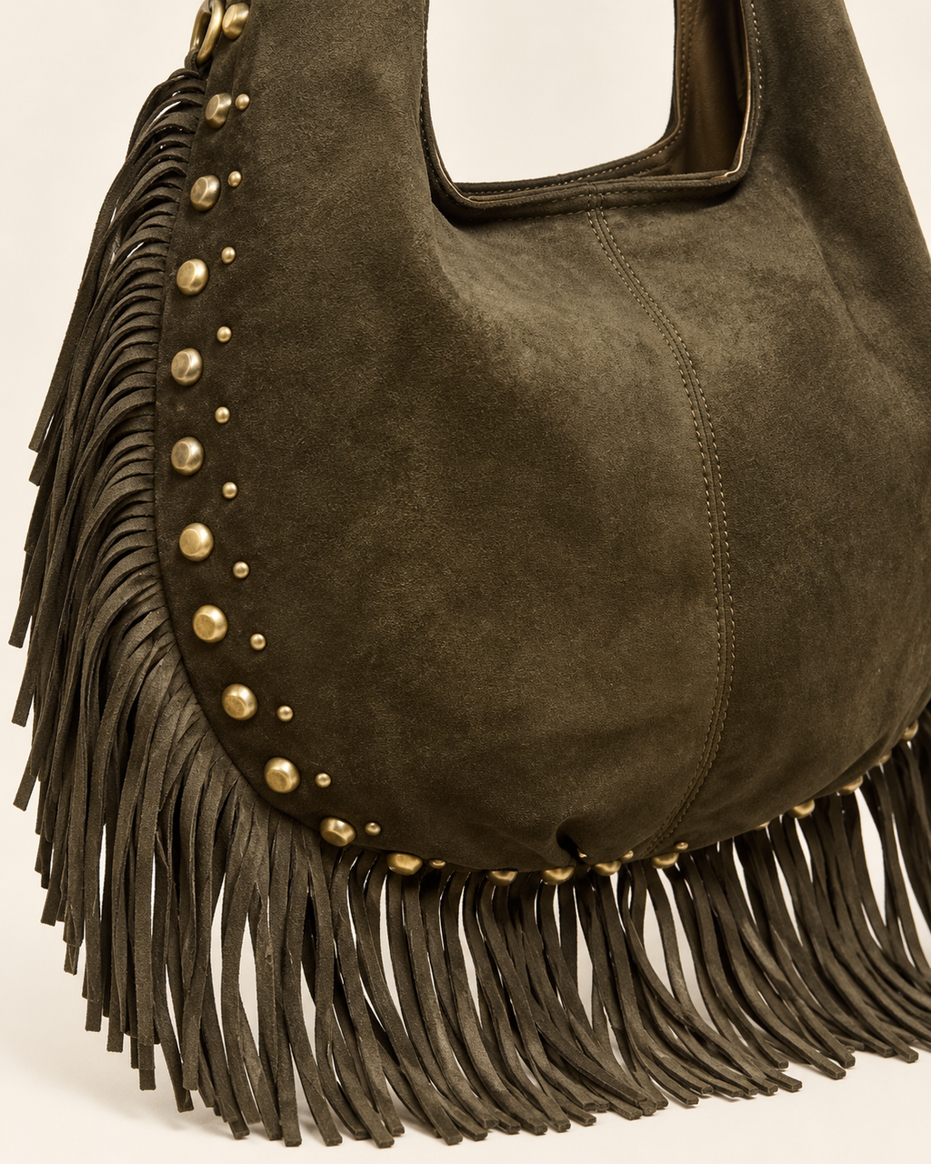 BOLSO SERRAJE-FLECOS Y TACHUELAS/KHAKI