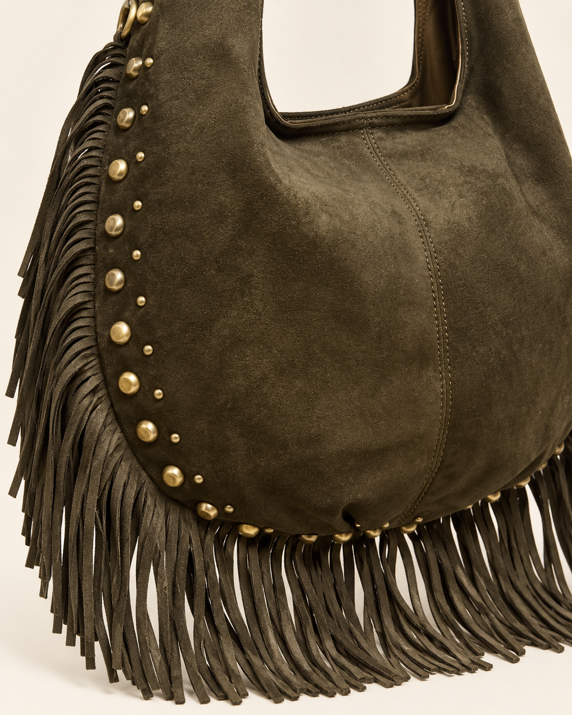BOLSO SERRAJE-FLECOS Y TACHUELAS/KHAKI