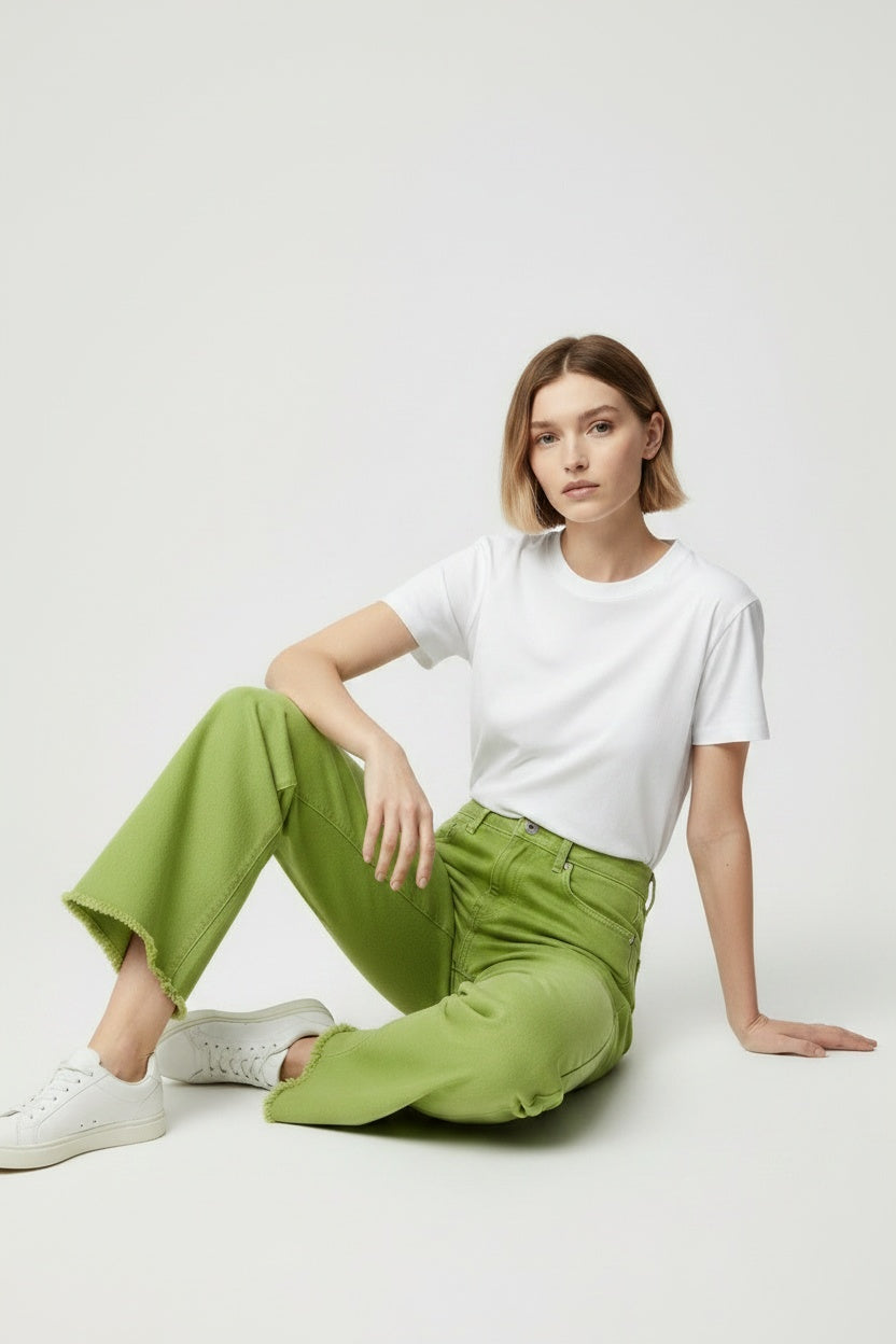 PANTALÓN VIVID DESFLECADO-VERDE