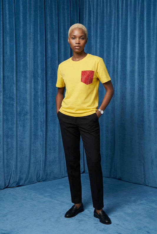 CAMISETA  BOLSILLO -AMARILLA