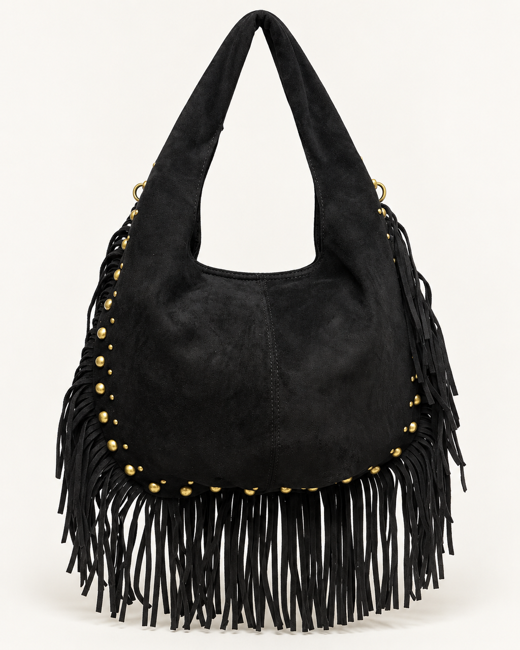 BOLSO SERRAJE-FLECOS Y TACHUELAS/NEGRO