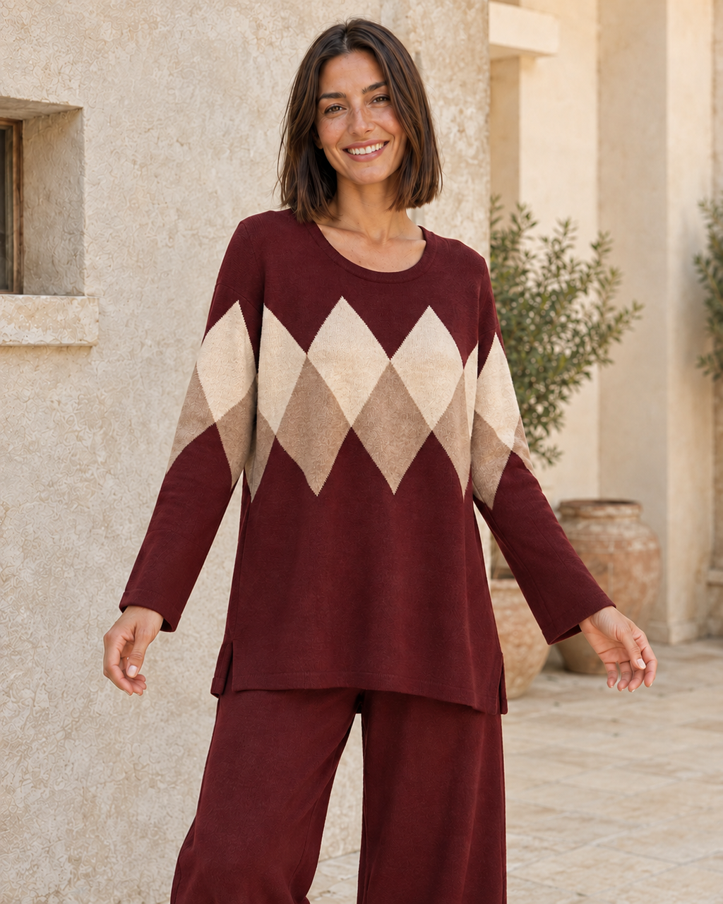 CONJUNTO DE PUNTO ROMBOS-GRANATE